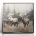Christmas Acrylic Prints - Winter Scene with Majestic Elk on Canvas