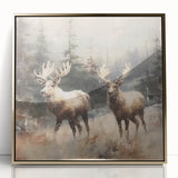 Christmas Acrylic Prints - Winter Scene with Majestic Elk on Canvas
