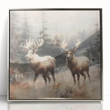 Christmas Acrylic Prints - Winter Scene with Majestic Elk on Canvas