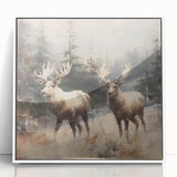 Christmas Acrylic Prints - Winter Scene with Majestic Elk on Canvas