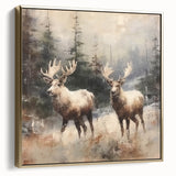 Christmas Acrylic Prints - Winter Scene with Majestic Elk on Canvas