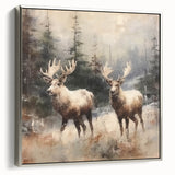 Christmas Acrylic Prints - Winter Scene with Majestic Elk on Canvas