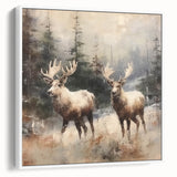 Christmas Acrylic Prints - Winter Scene with Majestic Elk on Canvas