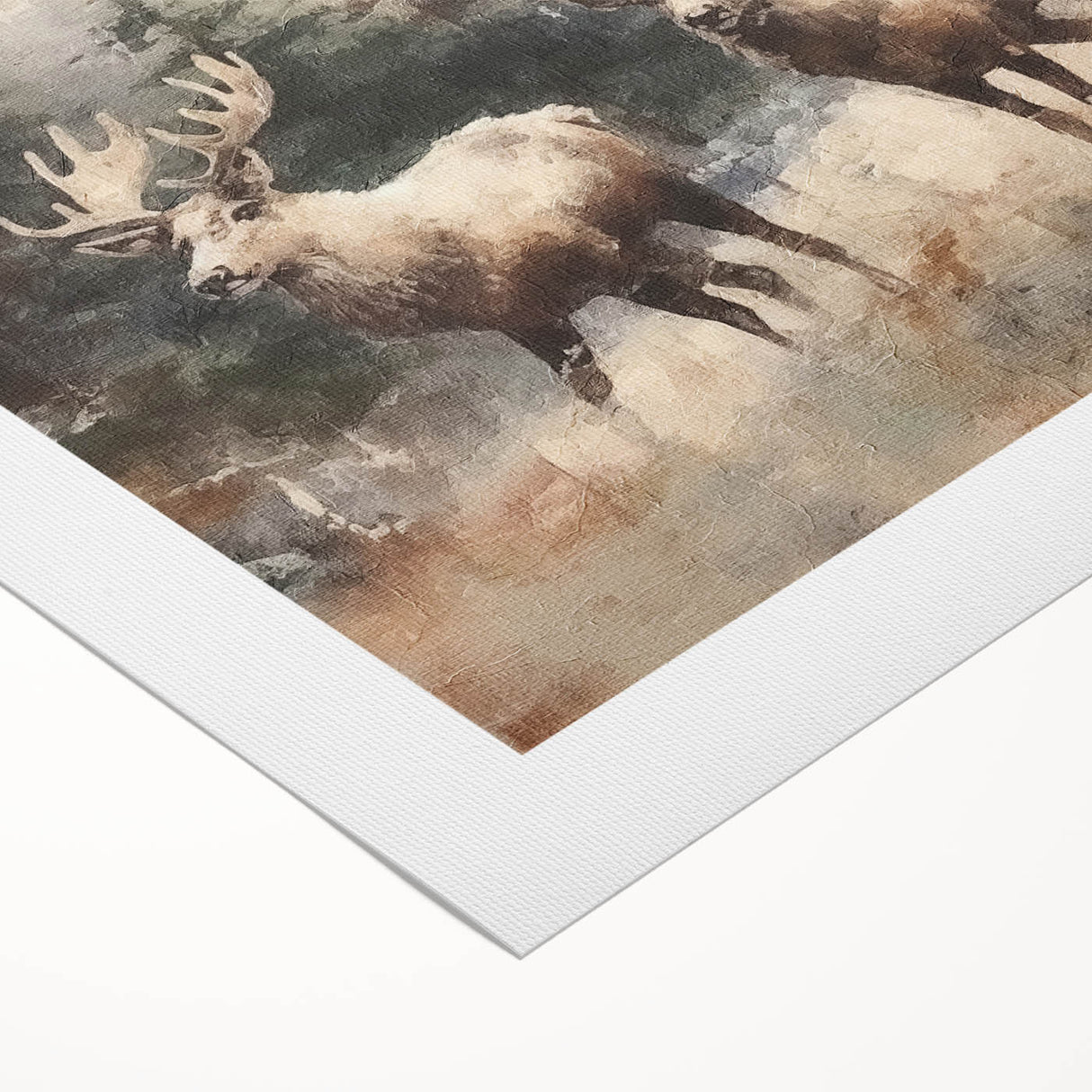 Christmas Acrylic Prints - Winter Scene with Majestic Elk on Canvas
