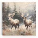 Christmas Acrylic Prints - Winter Scene with Majestic Elk on Canvas