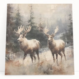Christmas Acrylic Prints - Winter Scene with Majestic Elk on Canvas