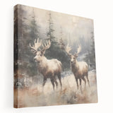 Christmas Acrylic Prints - Winter Scene with Majestic Elk on Canvas
