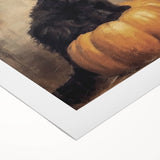 Spooky Wall Art - Black Cat & Pumpkin Vintage Halloween Print