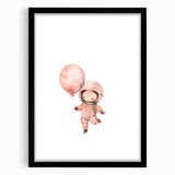 Girls Bedroom Art - Space Explorer with Balloon Kids Room Decor