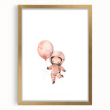 Girls Bedroom Art - Space Explorer with Balloon Kids Room Decor