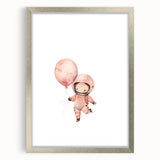 Girls Bedroom Art - Space Explorer with Balloon Kids Room Decor