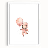 Girls Bedroom Art - Space Explorer with Balloon Kids Room Decor