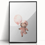Girls Bedroom Art - Space Explorer with Balloon Kids Room Decor
