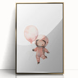 Girls Bedroom Art - Space Explorer with Balloon Kids Room Decor