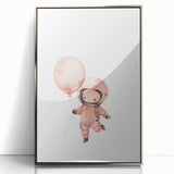 Girls Bedroom Art - Space Explorer with Balloon Kids Room Decor