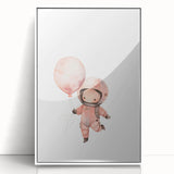 Girls Bedroom Art - Space Explorer with Balloon Kids Room Decor