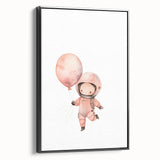 Girls Bedroom Art - Space Explorer with Balloon Kids Room Decor