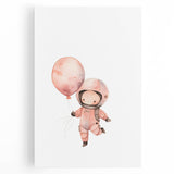 Girls Bedroom Art - Space Explorer with Balloon Kids Room Decor