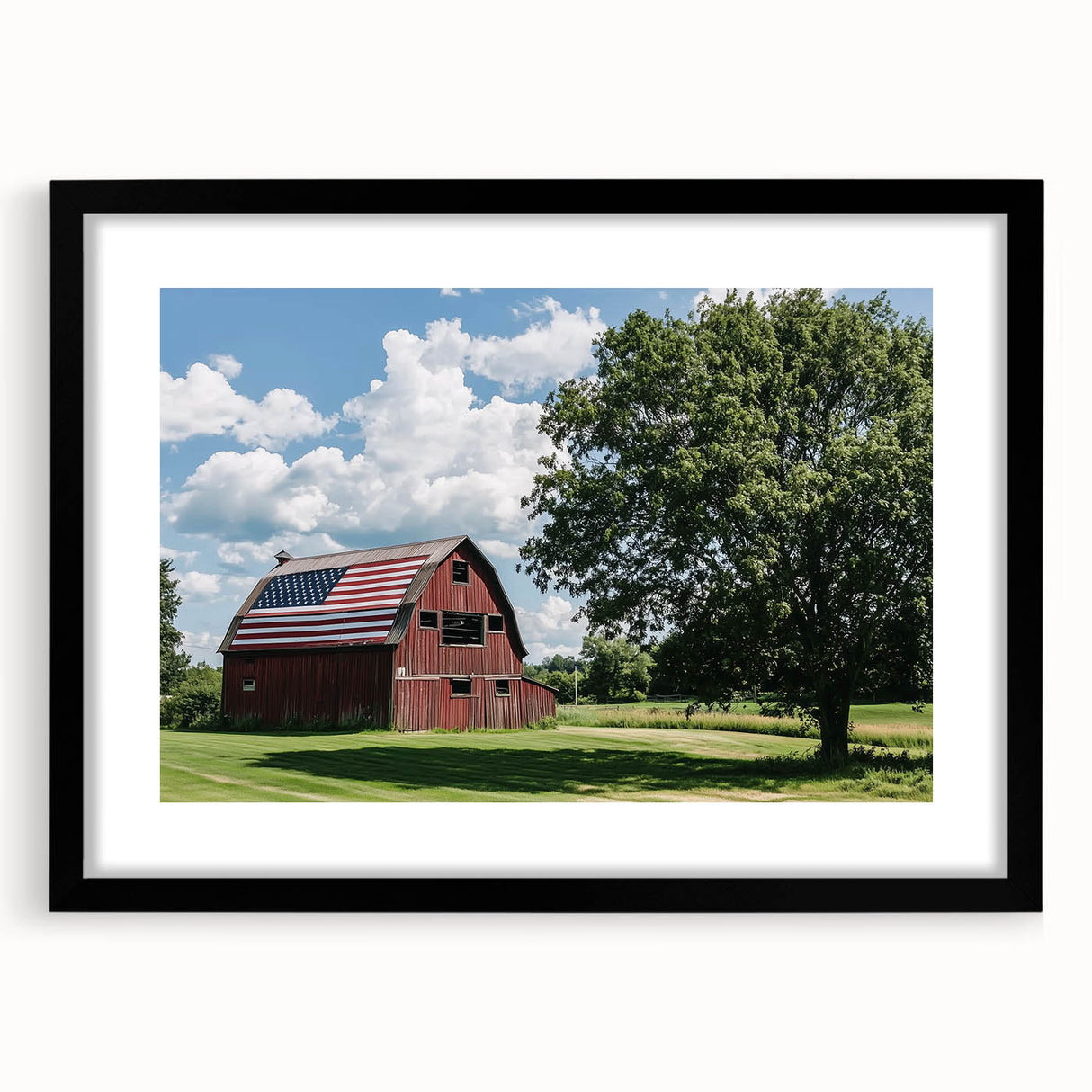Barn frame design in landscape orientation with a matte black finish, showcasing a sleek, modern aesthetic perfect for displaying art or photographs.