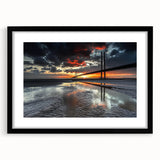 Landscape bridge frame in black with a matte finish, showcasing a modern design ideal for home decor. Perfect for displaying artwork or photographs.