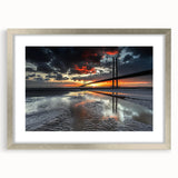 Silver landscape bridge frame with mat, showcasing a sleek front view, ideal for enhancing artwork or photographs, perfect for modern home decor.