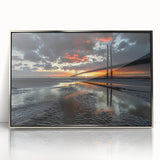 Framed acrylic landscape artwork of a serene silver bridge scene, showcasing vibrant colors and intricate details, ideal for modern home decor or office settings.