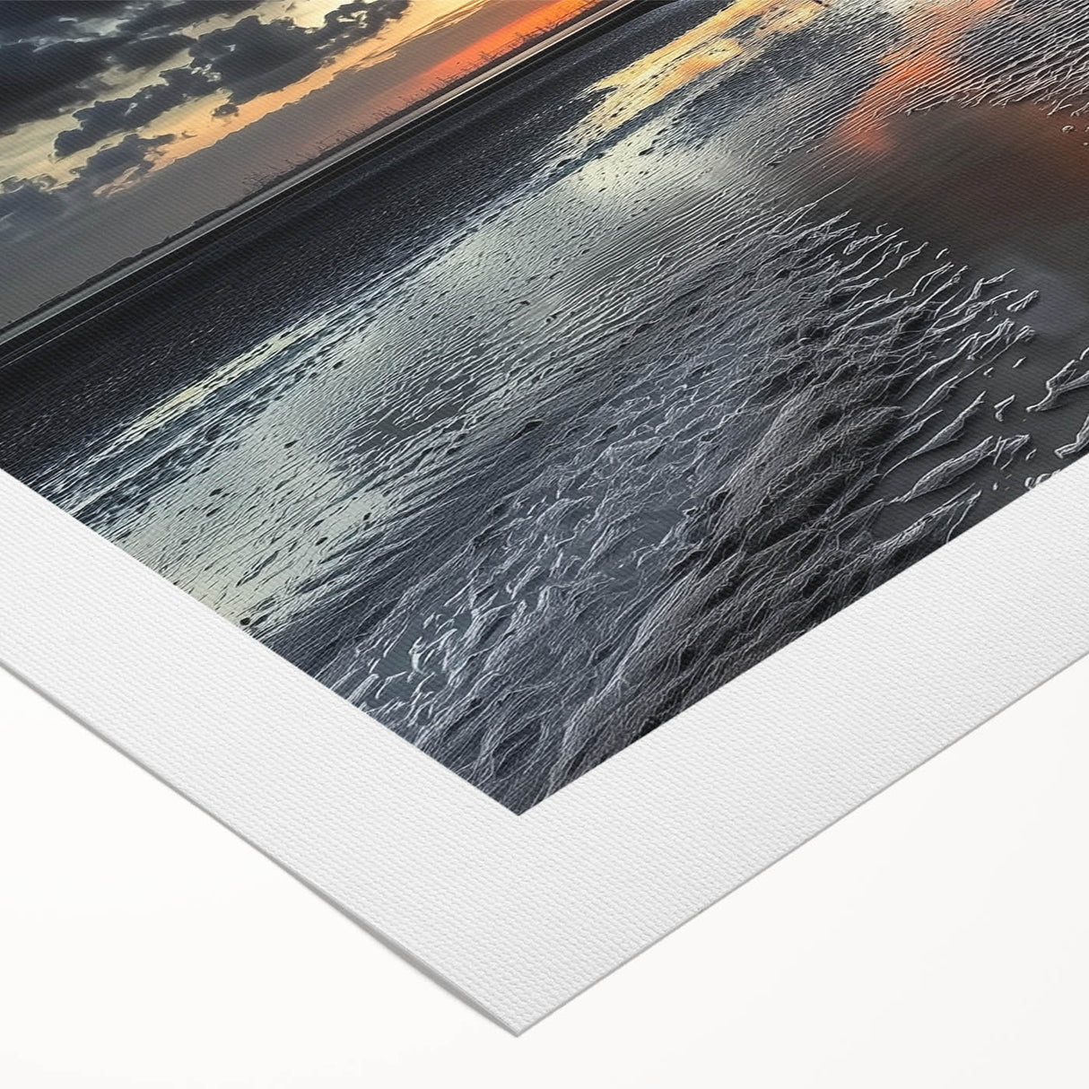 Rolled canvas artwork showcasing an intricate landscape bridge design, featuring vibrant colors and detailed textures, elegantly packaged in a protective cardboard tube for shipping.