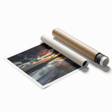 Landscape bridge rolled print showcasing intricate details of a serene natural scene, artistically designed in vibrant colors. Perfect for home decor enthusiasts, this rolled print is securely packaged in a durable cardboard tube for safe shipping.
