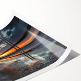 Landscape bridge rolled print showcasing a serene river scene and lush greenery, elegantly packaged in a protective cardboard tube, perfect for home decor.