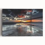 Vibrant landscape canvas art showcasing a serene bridge scene with lush greenery and a clear blue sky, perfect for adding a touch of nature to any decor.