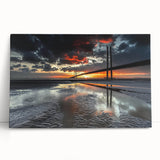 Landscape canvas artwork depicting a serene bridge over a tranquil river, showcasing vibrant colors and intricate details, perfect for home decor or art enthusiasts.