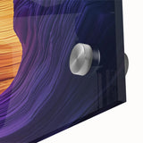 Close-up of a vibrant acrylic glass artwork depicting an abstract representation of colorful canyons, showcasing intricate textures and hues. Ideal for modern home decor.