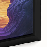 Framed landscape canvas showcasing a stunning close-up of vibrant canyons with rich earthy tones, perfect for enhancing home décor with natural beauty.