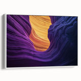 Framed landscape canvas artwork showcasing a vibrant canyon scene, featuring rich earth tones and dramatic rock formations, ideal for enhancing home decor.