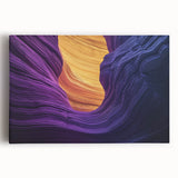 Stretched canvas artwork depicting a vibrant landscape of canyons with rich earthy tones and dramatic skies, perfect for enhancing home decor and adding a natural touch.