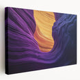 Stretched canvas artwork depicting vibrant canyons in rich earthy tones, showcasing textured layers and dynamic landscape details, perfect for home decor.