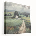 Stretched canvas depicting a serene landscape of rolling hills and lush greenery, ideal for countryside-themed home decor. The artwork captures vibrant colors and intricate details, enhancing any living space with its natural beauty.