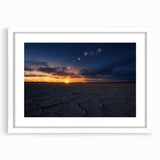 Desert landscape framed art print showcasing warm earthy tones and intricate details, set against a white mat for a modern aesthetic, perfect for home decor.