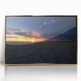 Framed acrylic artwork showcasing a vibrant desert landscape with golden hues, perfect for enhancing modern home decor and bringing warmth to any space.