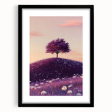 Black framed landscape art featuring vibrant fields and greenery, elegantly matted for a polished presentation, ideal for home decor and enhancing aesthetic appeal.