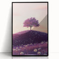 Framed acrylic artwork showcasing vibrant green landscapes and golden fields, set against a sleek black frame, ideal for modern home decor and nature enthusiasts.
