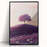 Framed acrylic artwork showcasing vibrant green landscapes and golden fields, set against a sleek black frame, ideal for modern home decor and nature enthusiasts.