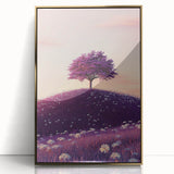 Framed acrylic artwork showcasing a vibrant landscape of golden fields under a blue sky, adding elegance to home decor with its modern design and striking colors.