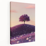 Vibrant landscape canvas art showcasing lush green fields under a bright blue sky, framed in a side view to highlight its depth and texture, perfect for home decor.