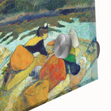 Modern Wall Art: Contemporary Washerwomen Scene in Rustic Pastels