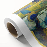 Modern Wall Art: Contemporary Washerwomen Scene in Rustic Pastels