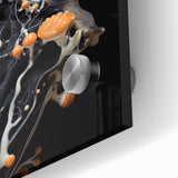 Large abstract wall art in muted earth tones on acrylic glass, featuring mid-century modernist style.