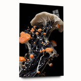 Large abstract wall art on acrylic glass depicting swirling blue and gray hues, ideal for bedroom or dining room decor.