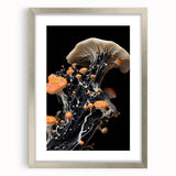 Textured abstract art print in neutral tones, framed in silver, ideal for bedroom wall decor.