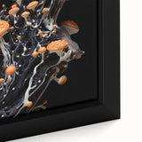 Extra large framed canvas featuring textured, colorful art with black elements, ideal for living room decor.
